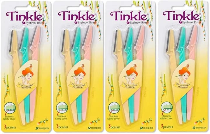 Tinkle Face & Eyebrow Stainless Razors (Pack of 3) x 4 - image 1