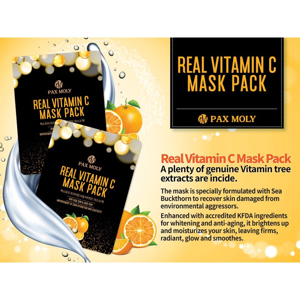 Pax Moly Real Vitamin C Mask Pack – 5 Sheet Set - image 2