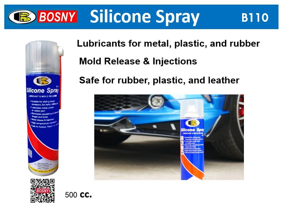 Silicone Spray Bosny B110 - 500cc Lubricant For Metal, Plastic, Rubber, Mold Release & Leather Safe - - image 2
