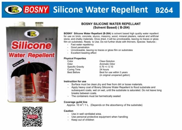 Silicone Water Repellent (Solvent Based) B264 -1L (Bosny) - - image 2
