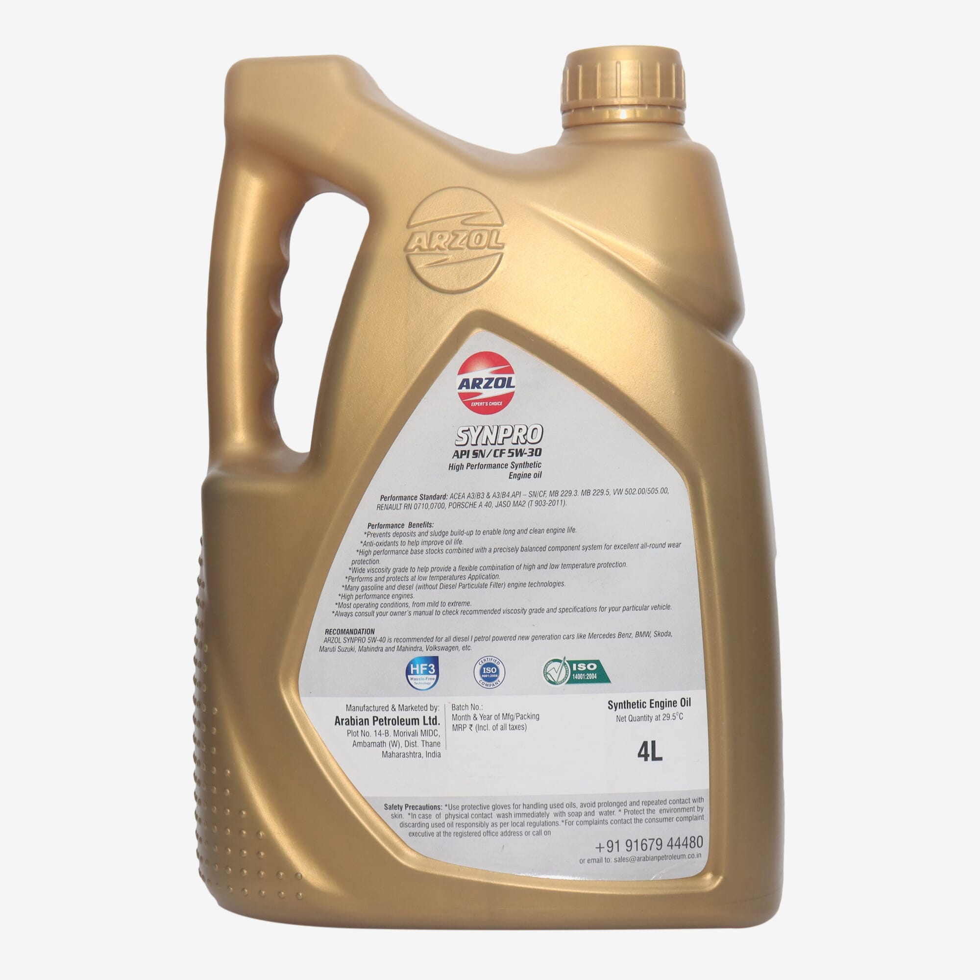 Lubricant Arzol Synpro 5W30 (Api Sn,Cf) -4L - - image 3