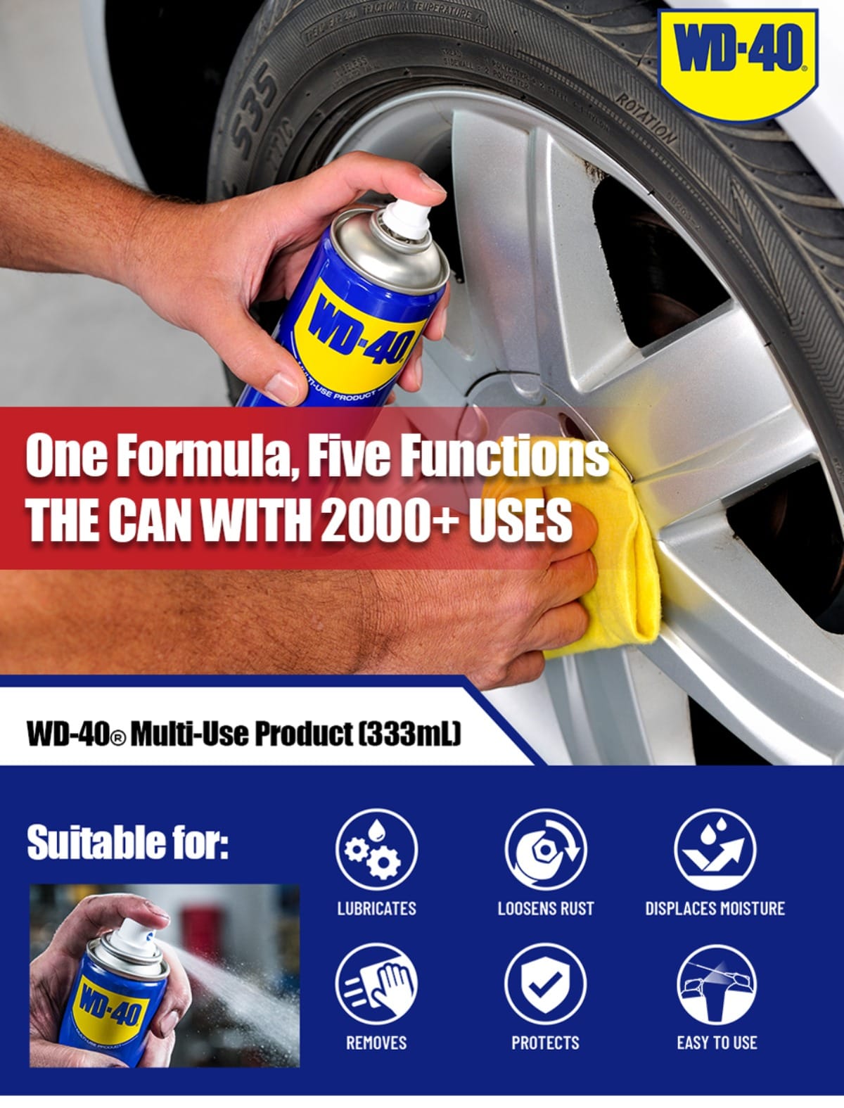 WD-40 Multi-Purpose Spray -333Ml | WD40 Multi-Use Product MUP | Anti Rust | Lubricant | For More Than 2000 Uses | Antirust | CORROSION INHIBITOR | FREES AND LOOSENS STICKY PARTS | LUBRICATES | MACHINERY OIL - - image 4