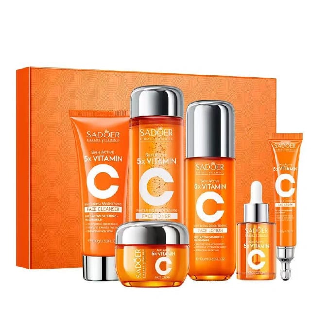 SADOER 5X Vitamin C Brightening Skin Care Gift Box Hyaluronic Acid Face Serum Moisturizing 6 Skin Care Product Set - image 2