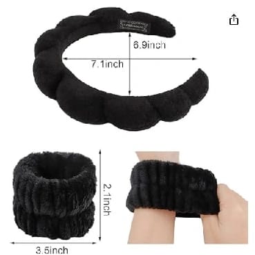 Cloud Hairband Soft Sponge Hairband In Multicolor For Women | Make Up | Wash Face | Hair Band Hair Accessories - Black - image 3