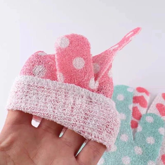 Printed Exfoliating Shower Bath Glove (Random Color) For Shower Spa Massage And Body Scrubs Dead Skin Cell Remover Solft And Suitable - image 4