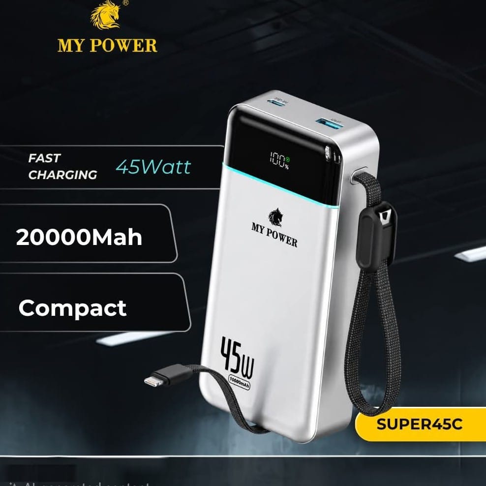 MyPower Super45C 20000mAh 45W Power Bank Built in Cable - image 1