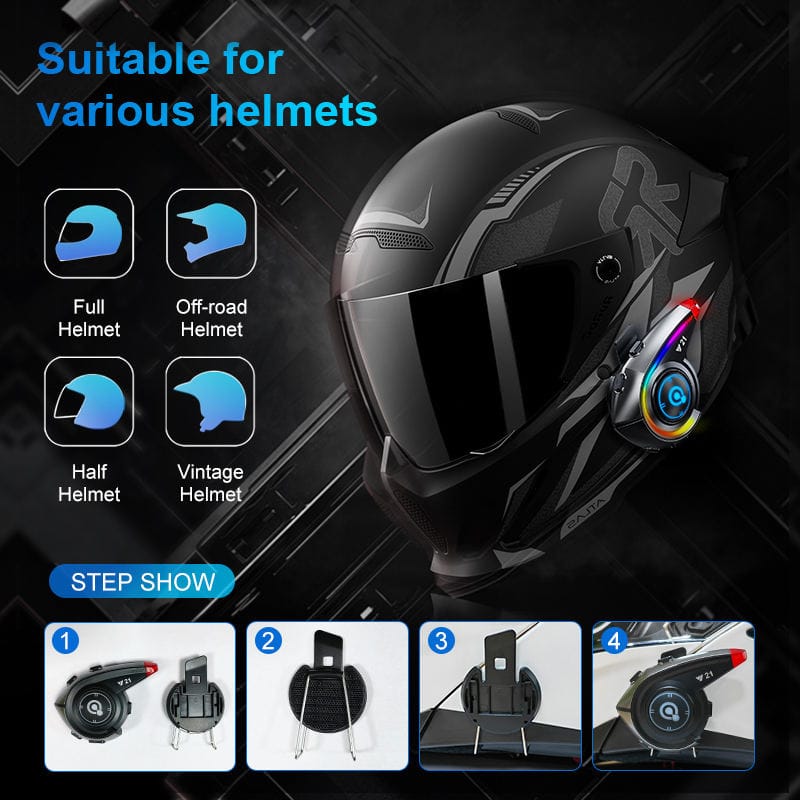 Y21 IPX6 Waterproof Headset For Helmet BT Helmet Headset RGB Wireless - image 4