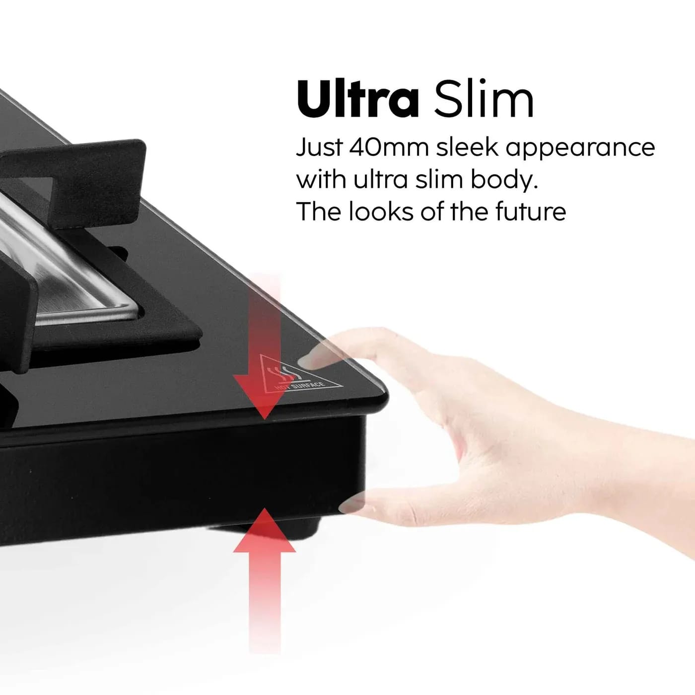 3 Burner Slim Glass Gas Stove with High Flame Forged Brass Burner - Manual Ignition (CT1038SLSQBLFB) - image 2