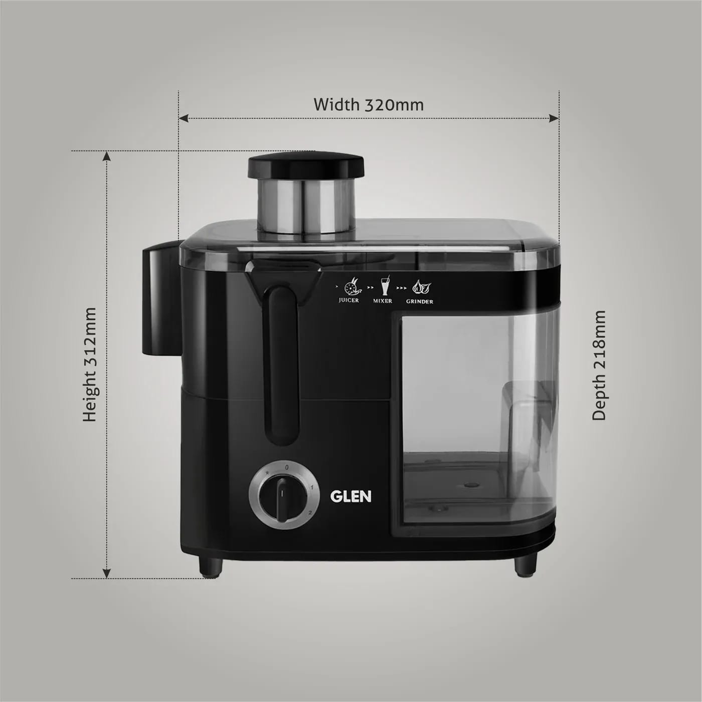 Glen Juicer with Stainless steel filter & 2 Speed Settings with Pulse Function, 600W - Black , 1 year warranty (4014JU) - image 4