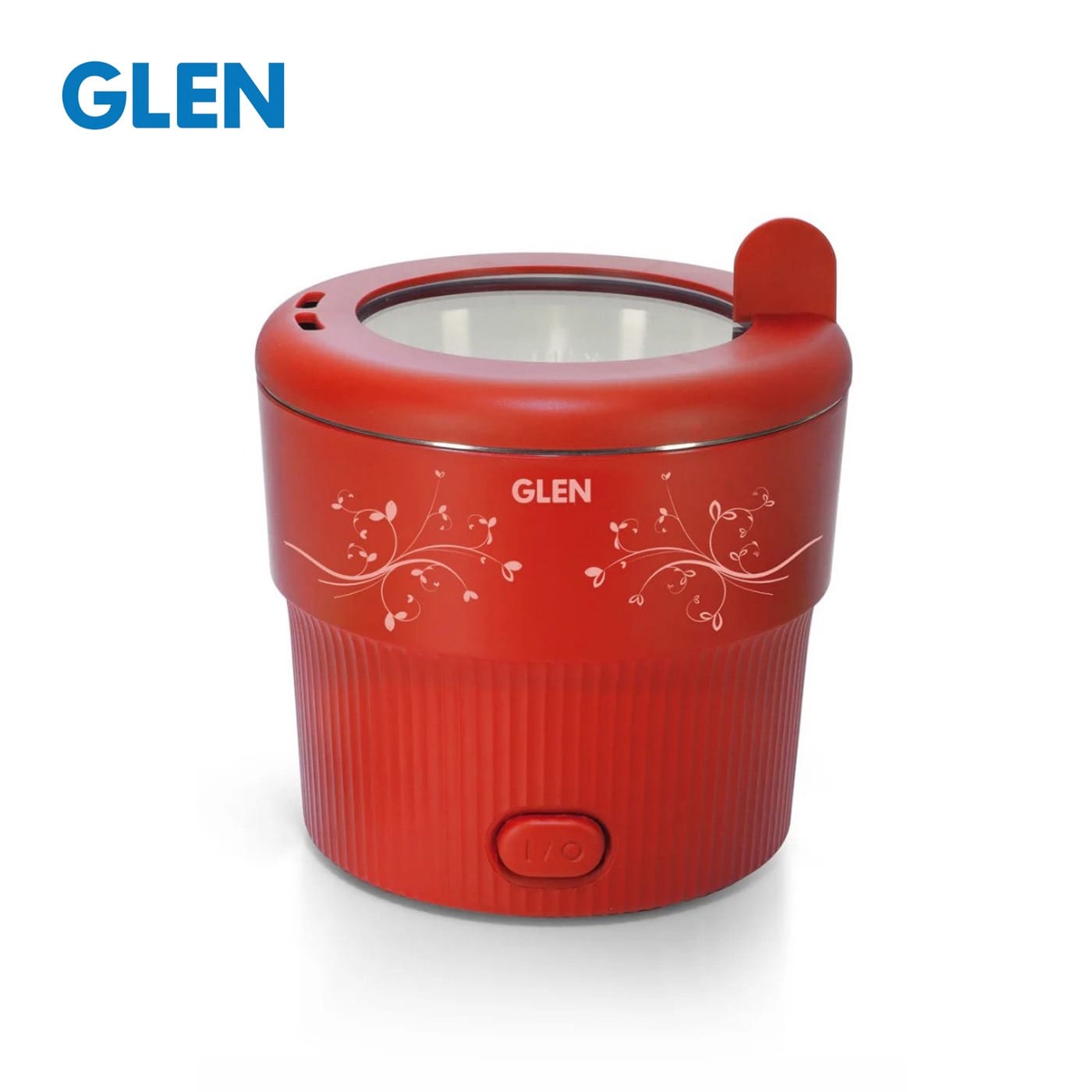 Glen Electric Mini Cooker, 0.8 Litre Steam, Cook & Boil 500W- White and Red , 1 Year warranty (3054) - image 1