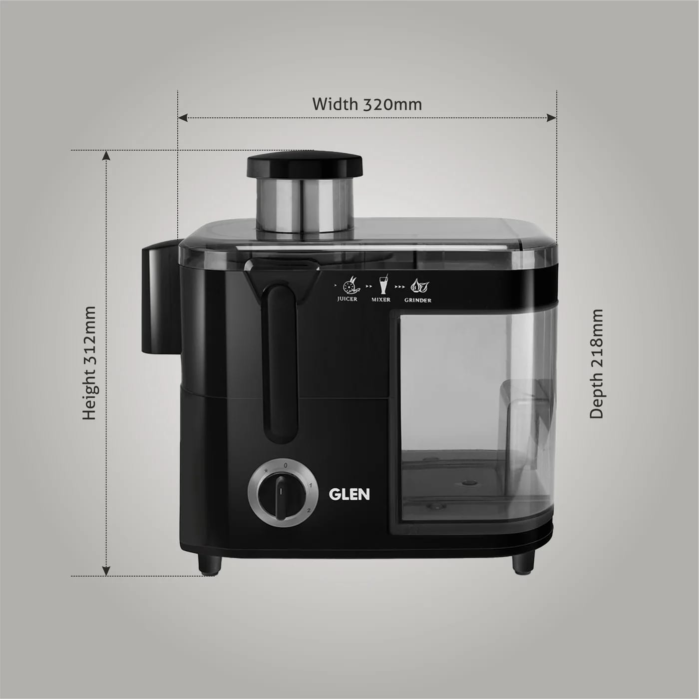 Glen Juicer with Stainless steel filter & 2 Speed Settings with Pulse Function, 600W - Black , 1 year warranty (4014JU) - image 3