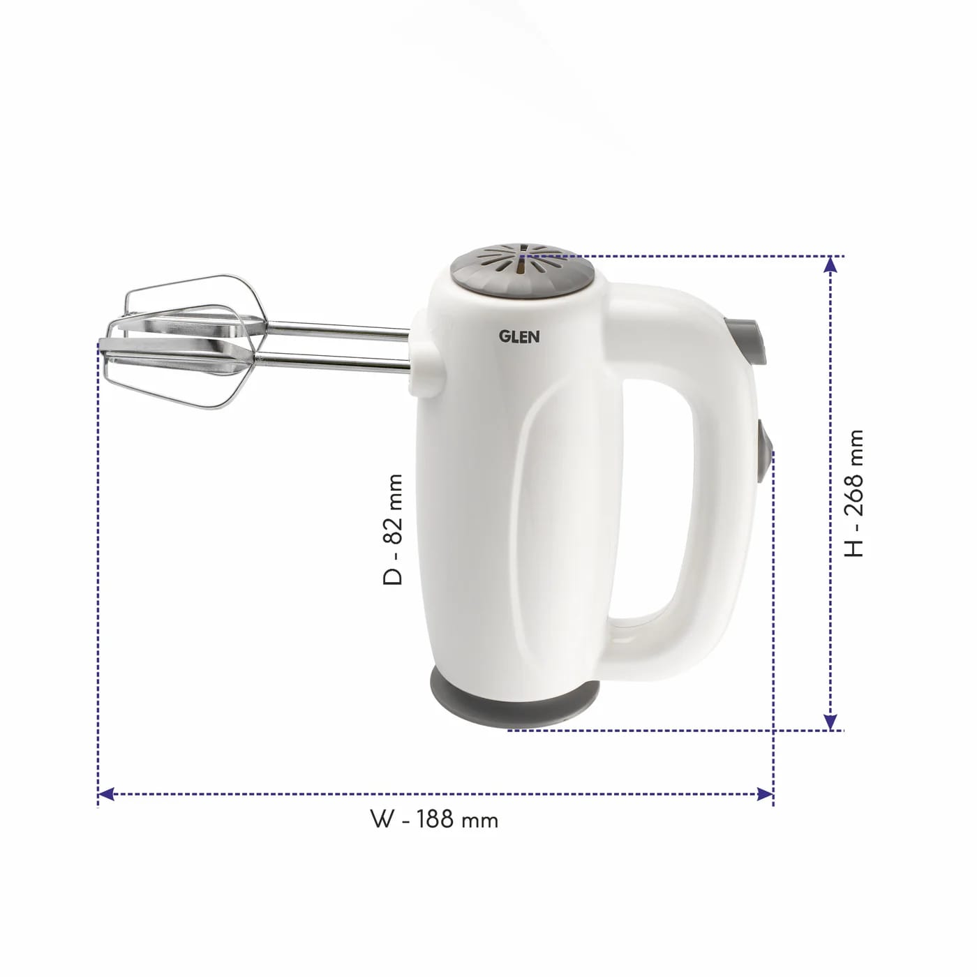 Glen Electric Hand Mixer/ Mixer 125 W 2 Beaters with 5 Speed Settings , 1 Year Warranty - White (4059) - image 3