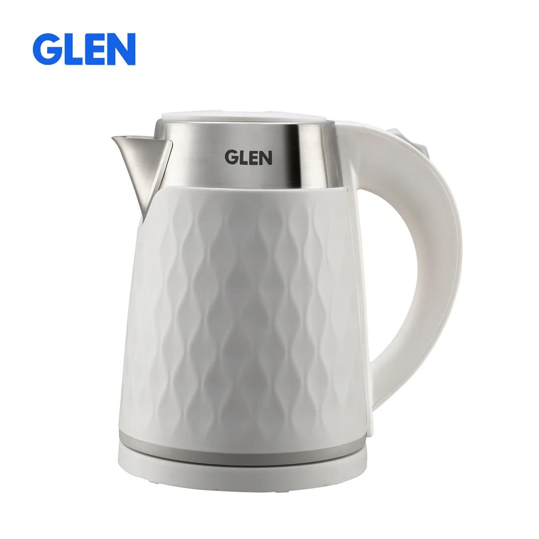 Glen Electric Kettle 1.8 Litre Plastic Clad Stainless Steel, 360° Rotation Base, Auto Shutoff, 1500 W - White (9005) - image 1