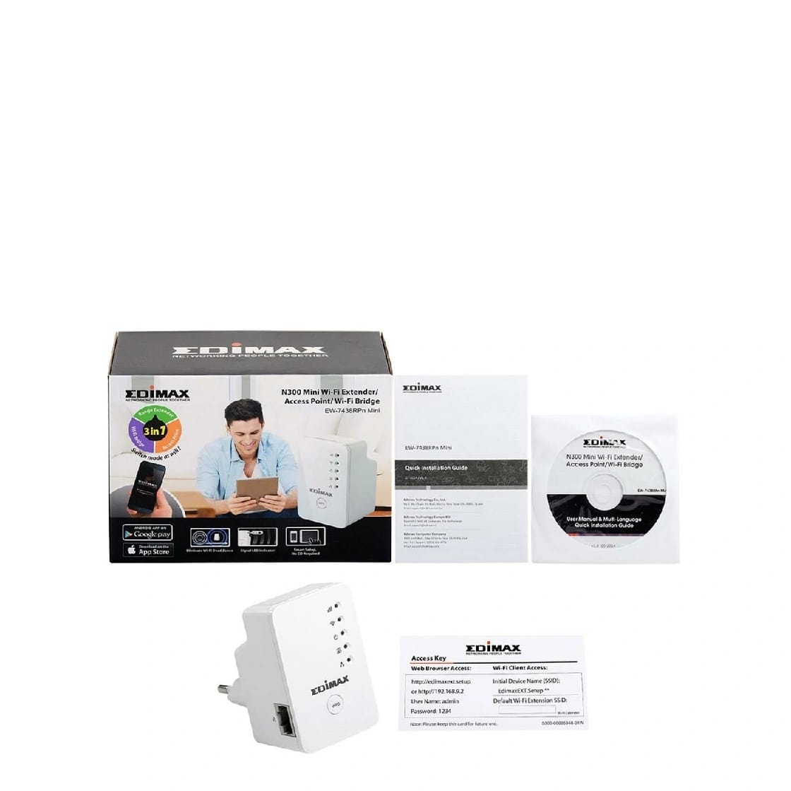 Edimax EW 7438RPn Mini 300 MBPS Universal Smart Wi-Fi Extender/Access Point / WifiBridge - image 4