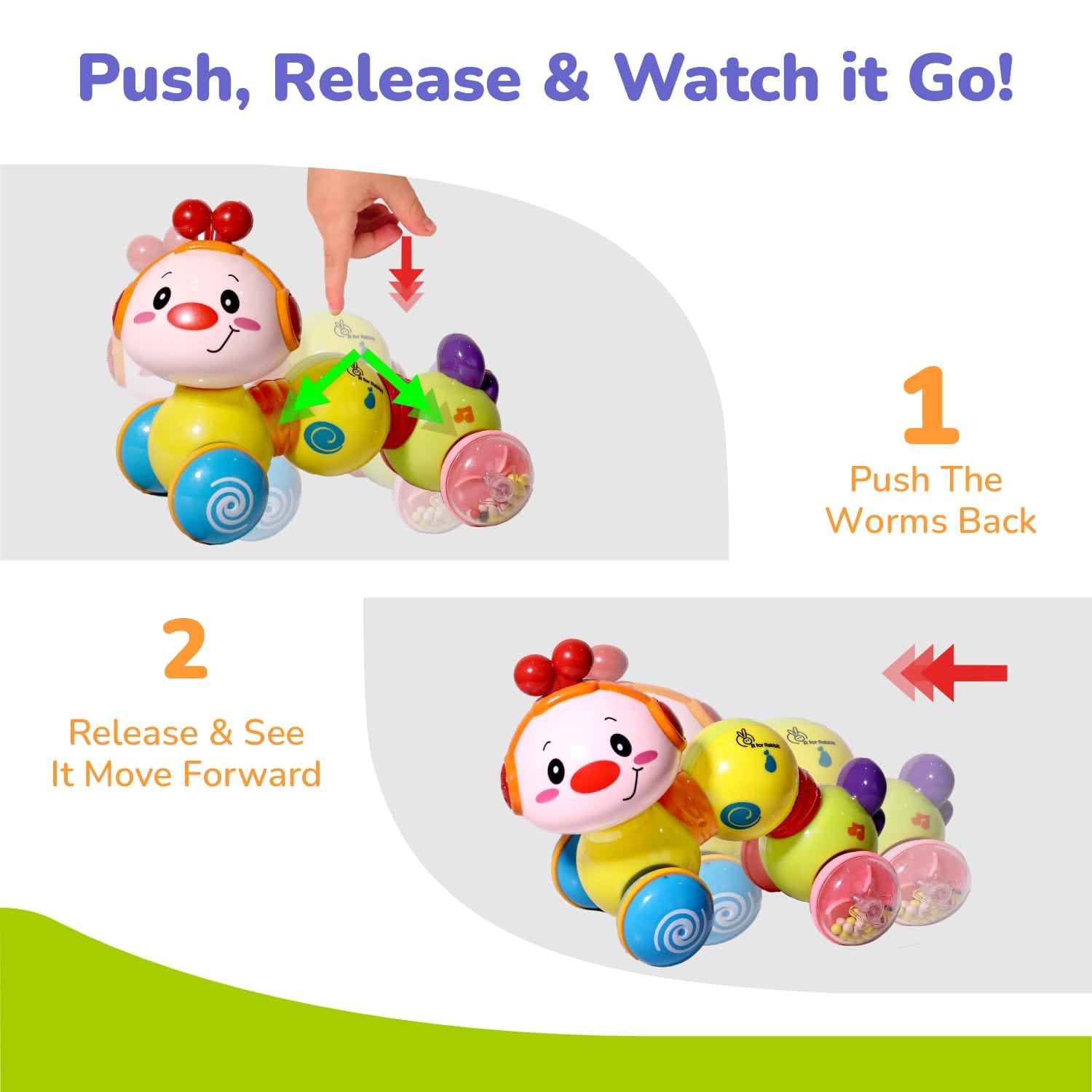 R for Rabbit Orapple Wiggle Colorful Musical Push Toy for Kids(1-3), OROWGM01 / OROWYM01 - image 1