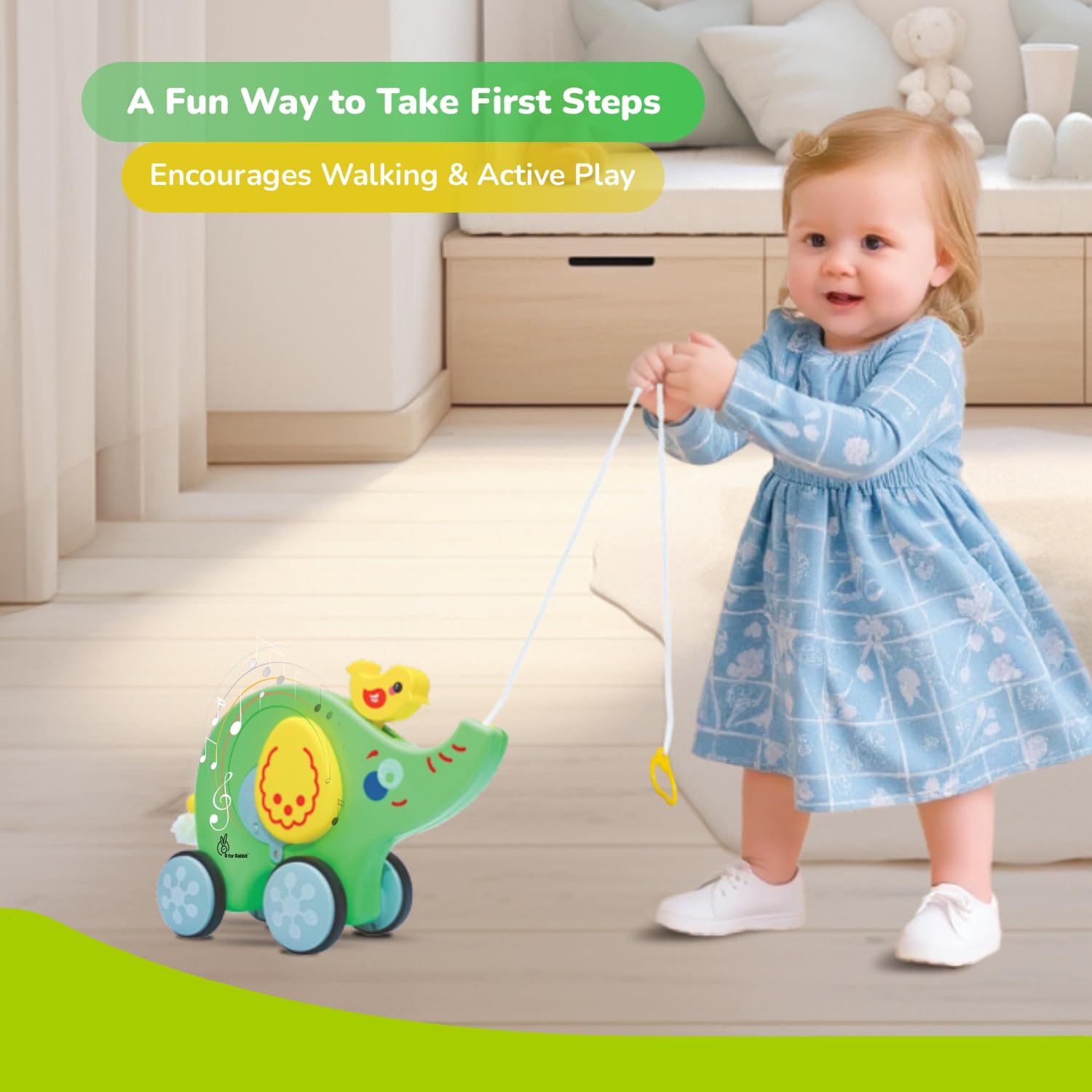 R for Rabbit Orapple Trunky Fun & Safe Musical Pull-Along Toy for Toddlers(1-3yrs), OROTGY01 / OROTRB01 - image 5
