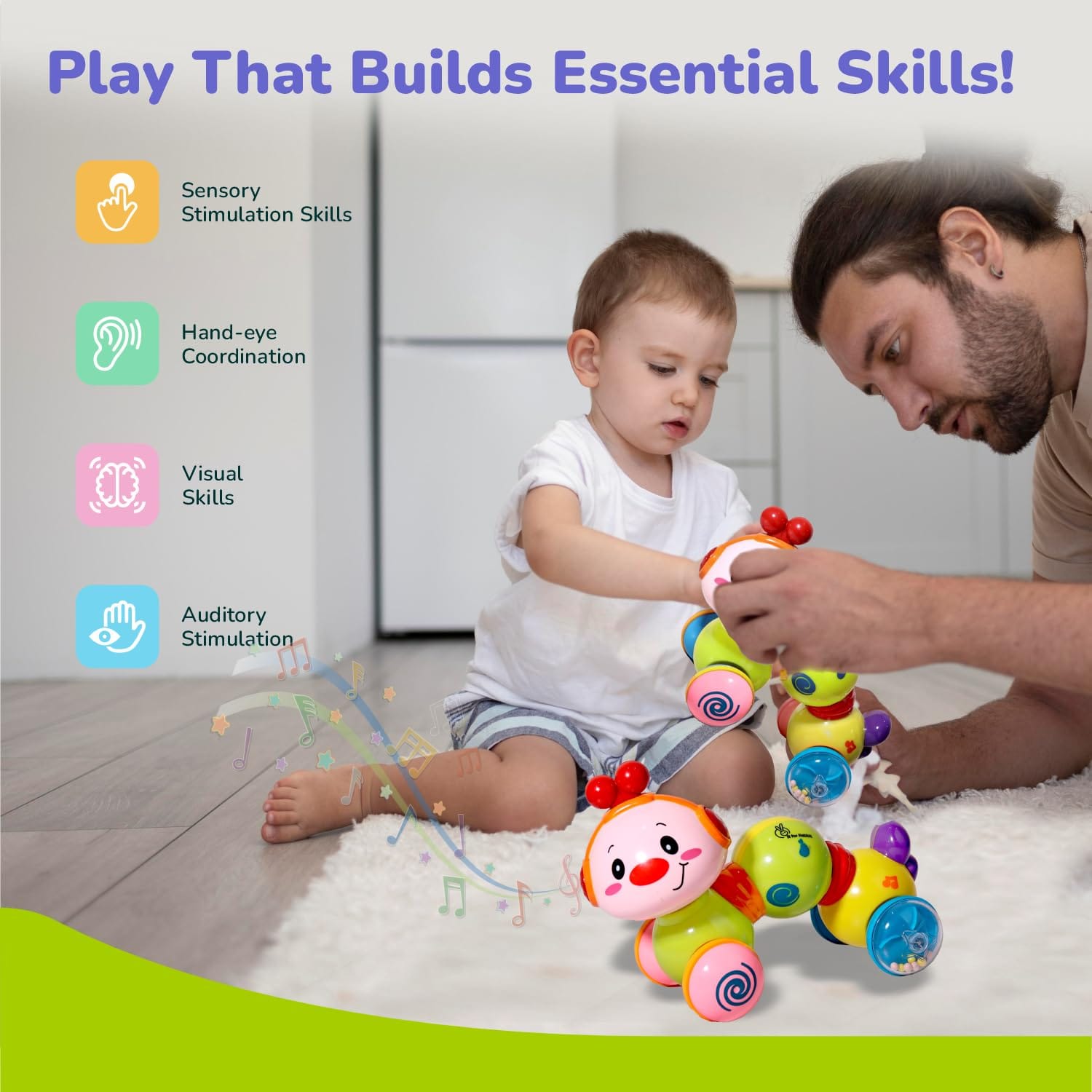 R for Rabbit Orapple Wiggle Colorful Musical Push Toy for Kids(1-3), OROWGM01 / OROWYM01 - image 2