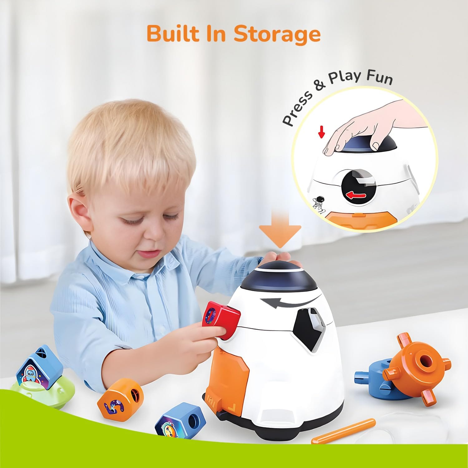 R for Rabbit Orapple Astro Multi-Functional Shape Sorter Toy for Kids (2-4yrs), OROAWM01 - image 1