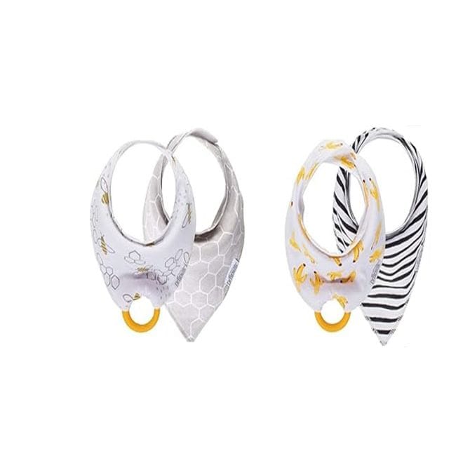 Dr brown Super Soft Bandana Bib w/ Snap-On Teether, Bees/Grey Honeycomb, 2-Pack AC238-CA-P4 - image 1