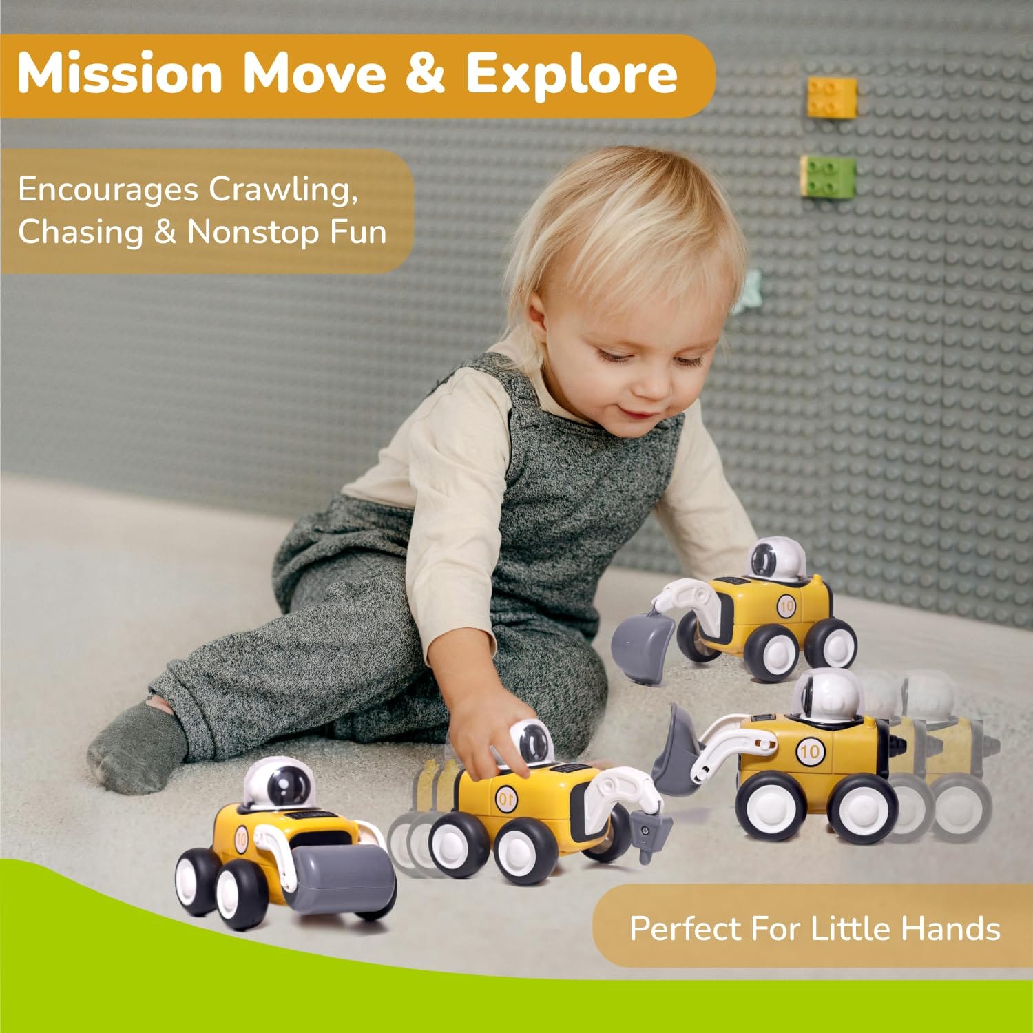 R for Rabbit Orapple Rover 4-Piece Mini Construction Vehicle Set for Kids(12mnths+), ORORYB01 - image 2