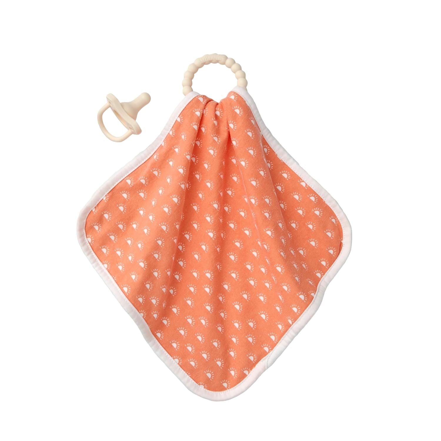 Dr Brown's Lovey Blanket with Ring Teether and HappyPaci Silicone One-Piece Pacifier, Peach Suns , AC280 / AC282 - image 2