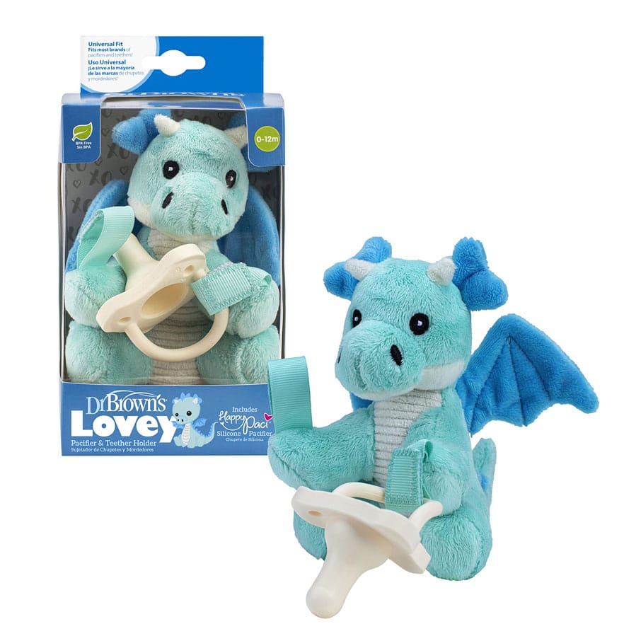 Dr Brown's Dragon Lovey with Ecru HappyPaci Silicone One- Piece Pacifier AC258 - image 1