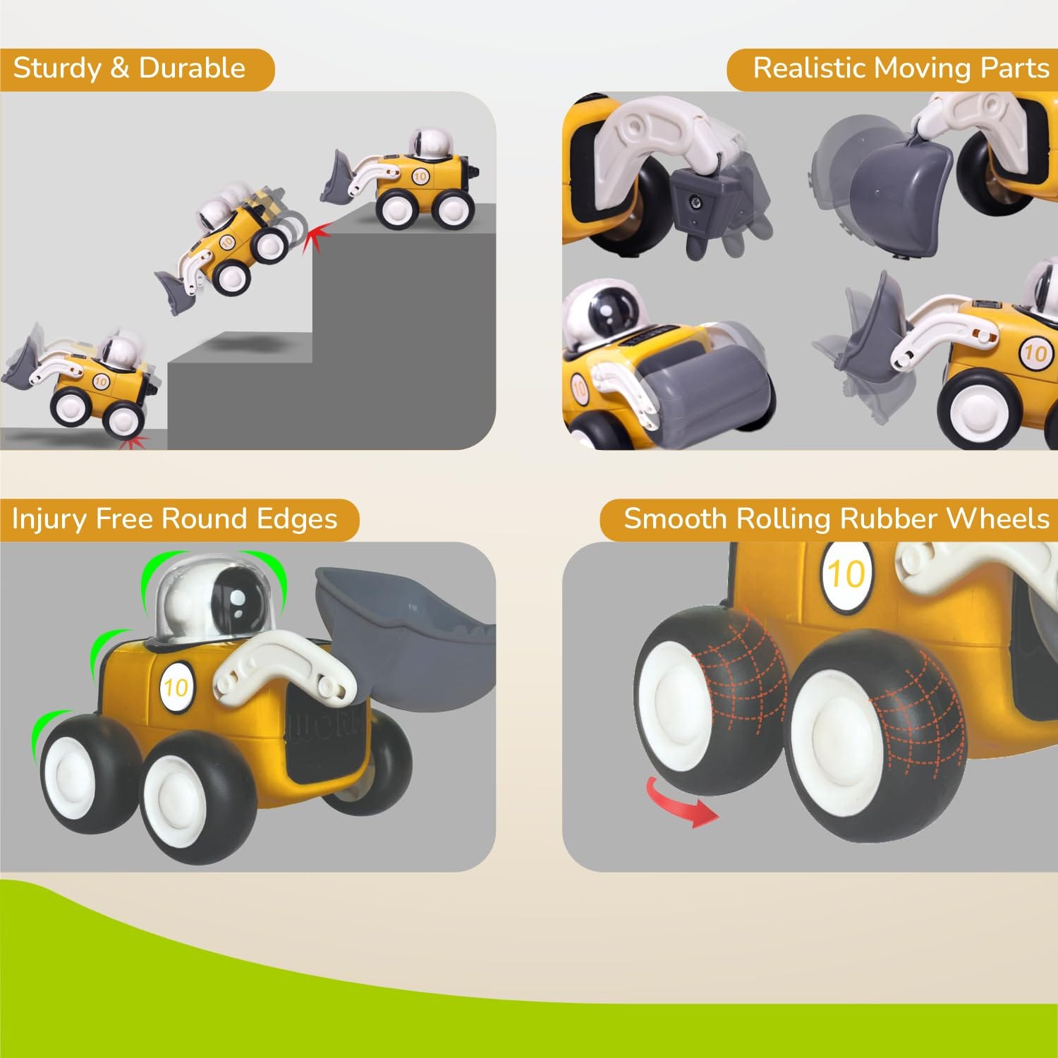 R for Rabbit Orapple Rover 4-Piece Mini Construction Vehicle Set for Kids(12mnths+), ORORYB01 - image 4