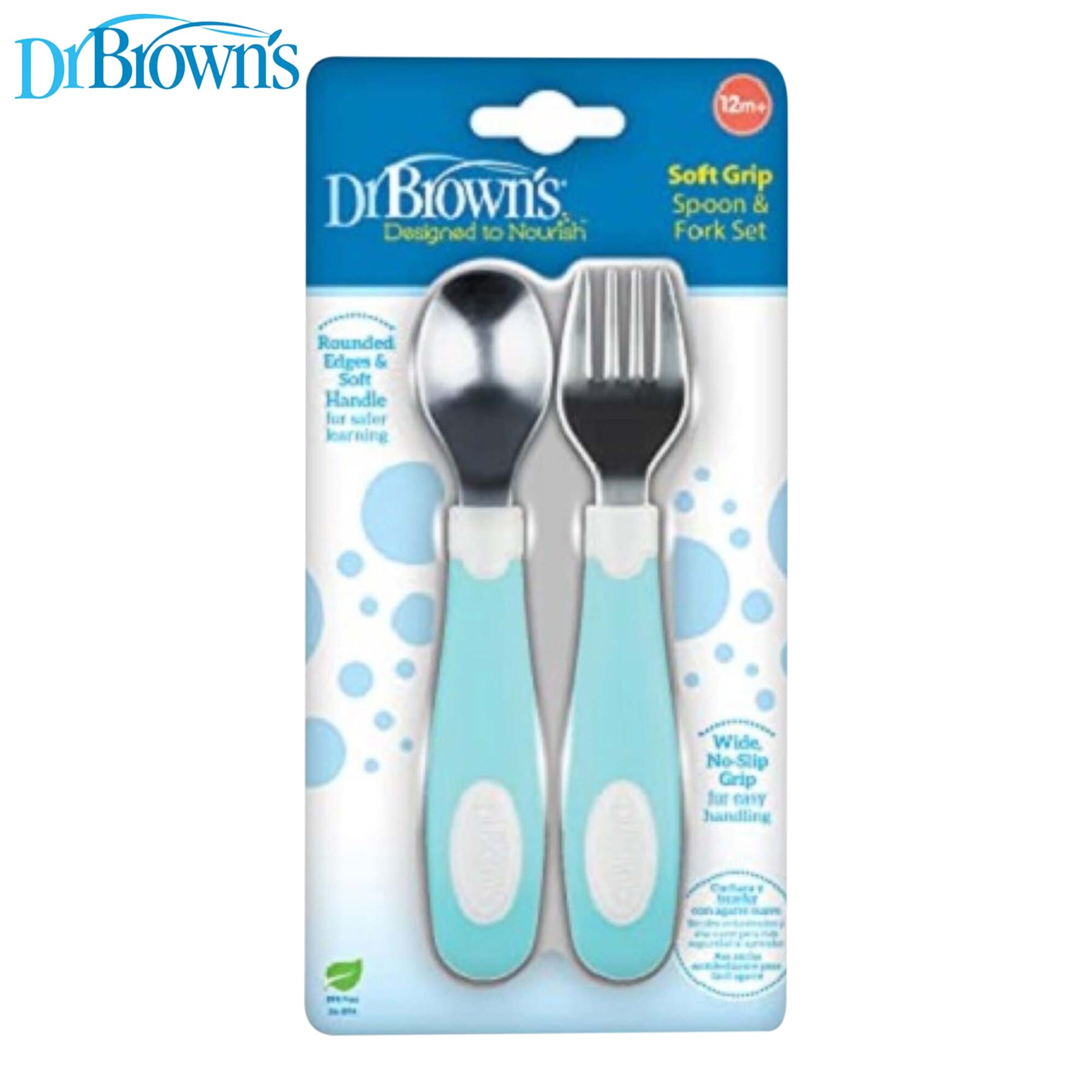 Dr. Brown's Soft Grip Spoon & Fork Set, Teal TF027 - image 2