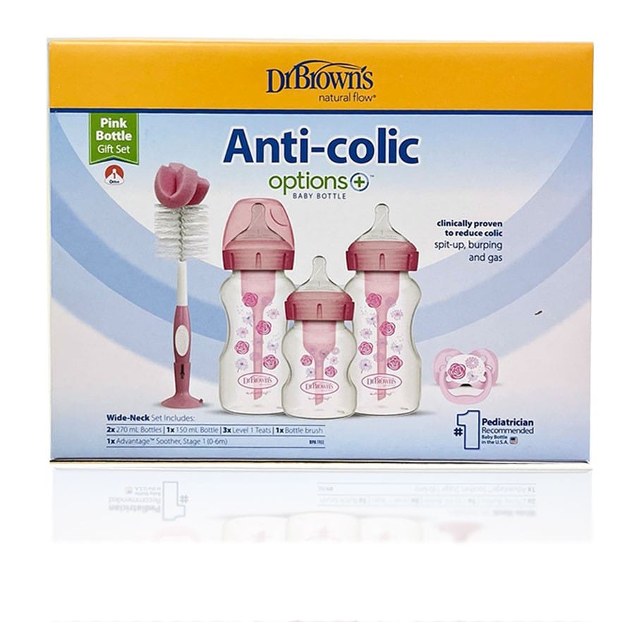 Dr Brown's PP Wide-Neck Anti-Colic Options + Baby bottle Pink Gift Set Wb03610-Intlx - image 1