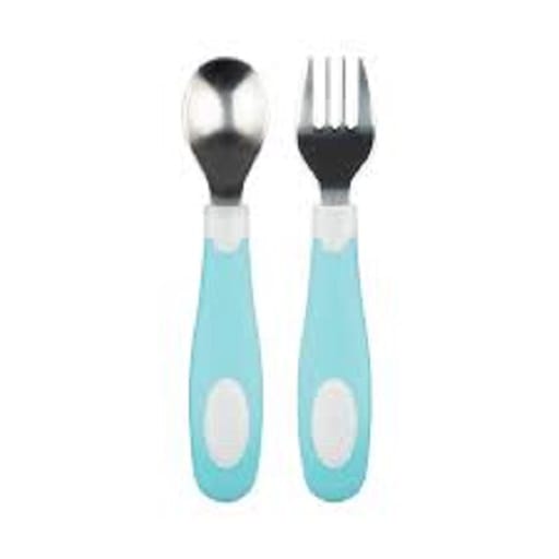 Dr. Brown's Soft Grip Spoon & Fork Set, Teal TF027 - image 3