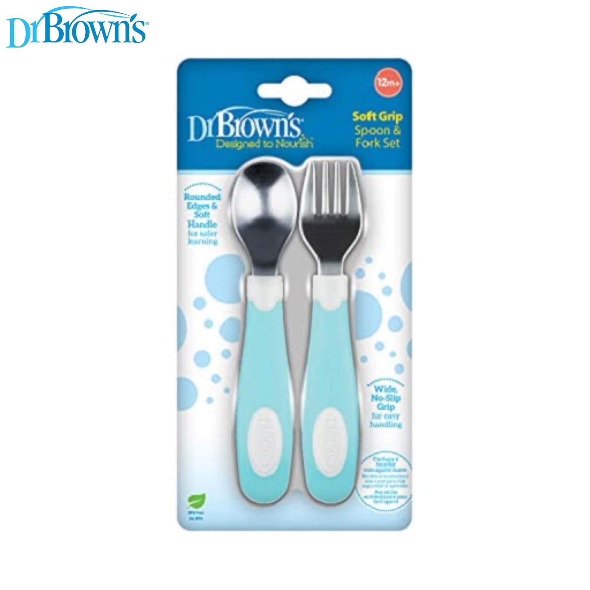 Dr. Brown's Soft Grip Spoon & Fork Set, Teal TF027 - image 4