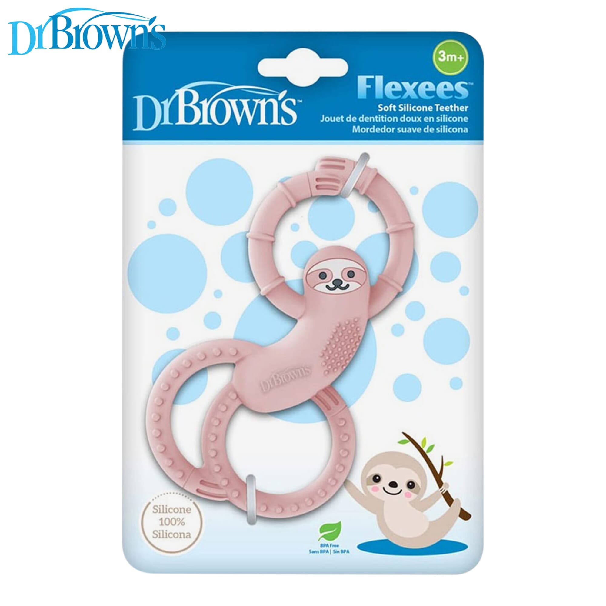 Dr Brown's Sloth Long Limbed Silicone Teether, Pink, CPKG TE010-INTL(3m+) - image 4