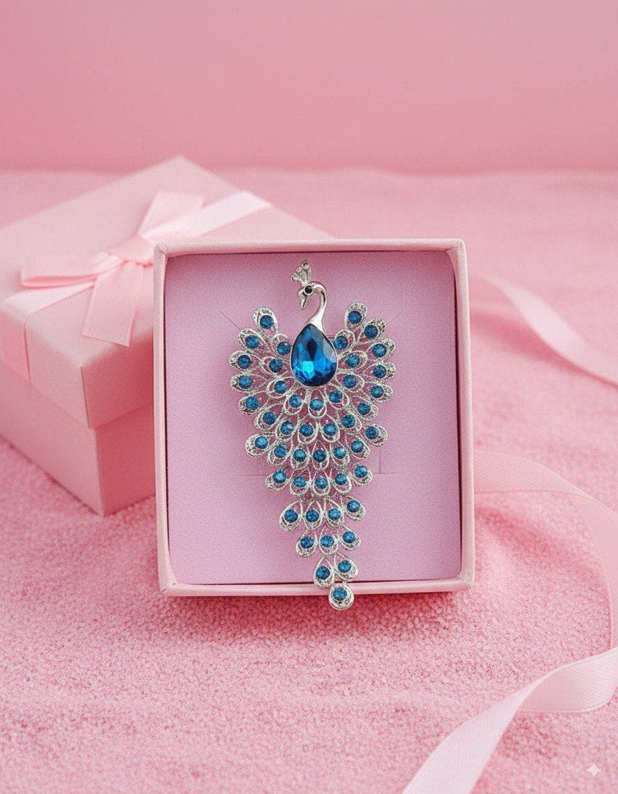 The Diva Box “Majestic Peacock” Rhinestone Brooch – Elegant Multicolor Crystal Statement Pin for Women - image 3