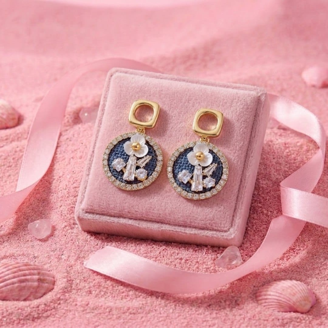 The Diva Box “Butterfly Garden” 3D Gold-Plated Dangle Earrings – Elegant Floral & Butterfly Drop Jewelry with Pearl Accents - image 1
