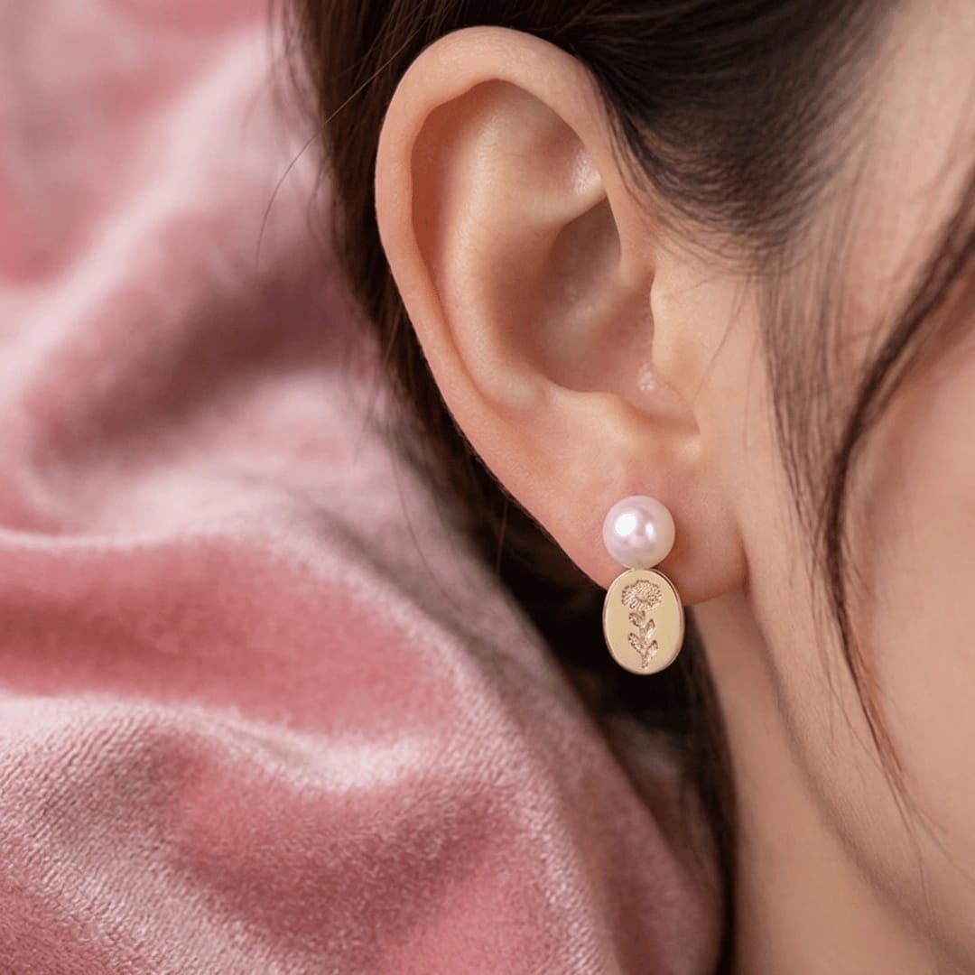 Elegant Light Luxury Flower Engraved Geometric Drop Earrings | Princess Cut Pearl Accents - image 5