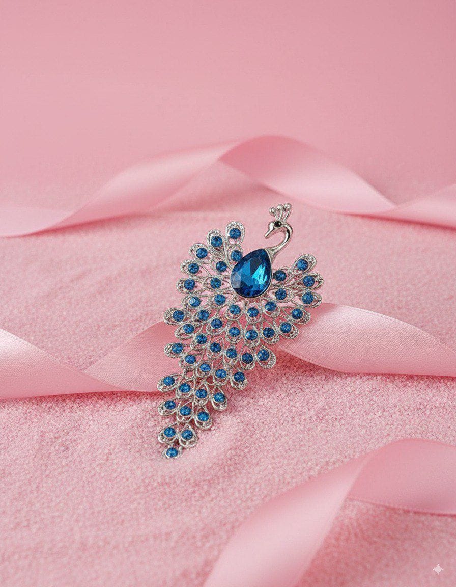 The Diva Box “Majestic Peacock” Rhinestone Brooch – Elegant Multicolor Crystal Statement Pin for Women - image 1