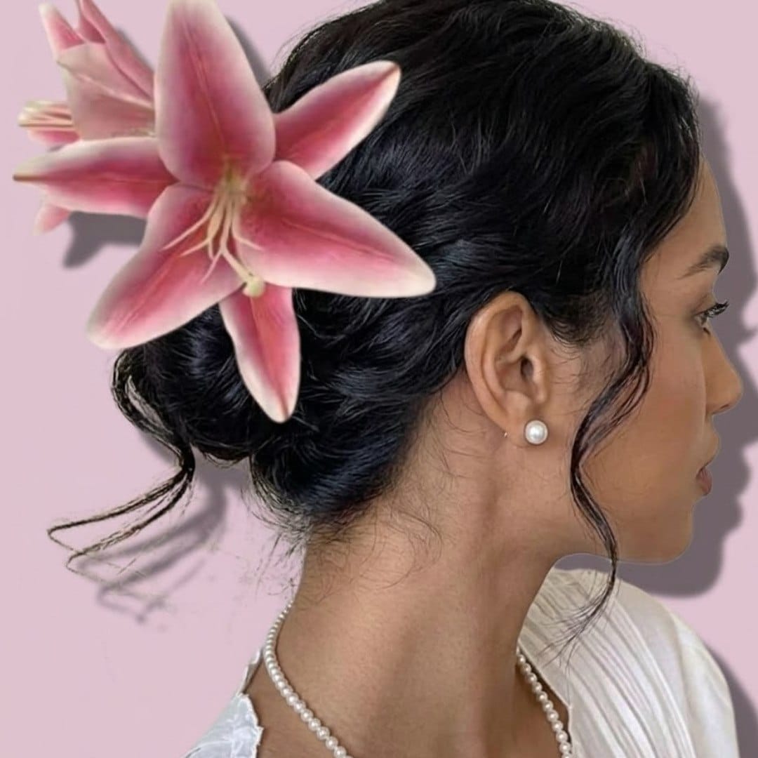 The Diva Box Elegant Pink Lily Flower Hair Clip – Realistic Floral Statement Accessory for Weddings, Parties & Daily Glamour - image 2