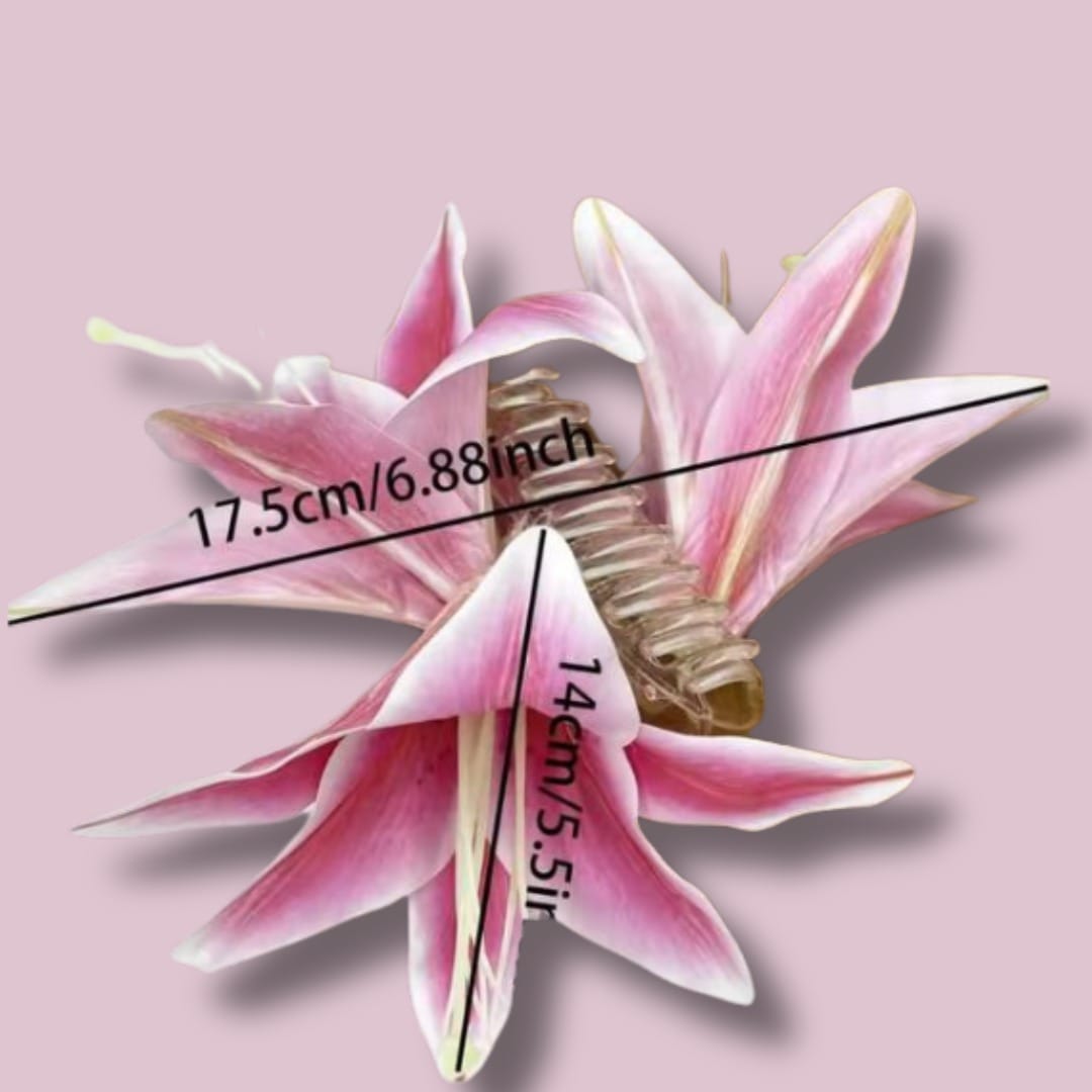The Diva Box Elegant Pink Lily Flower Hair Clip – Realistic Floral Statement Accessory for Weddings, Parties & Daily Glamour - image 3