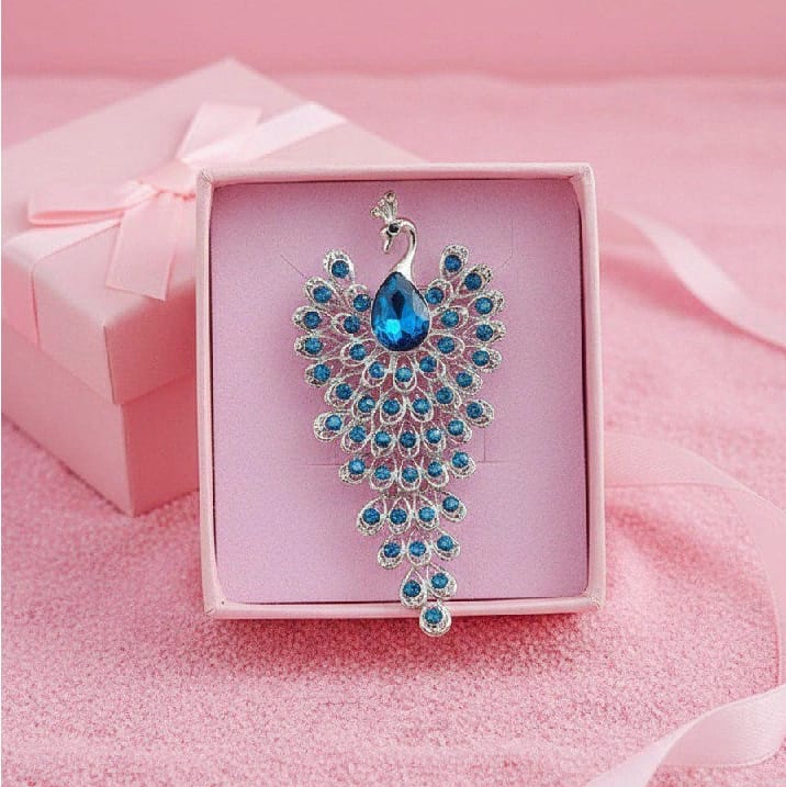 The Diva Box “Majestic Peacock” Rhinestone Brooch – Elegant Multicolor Crystal Statement Pin for Women - image 2