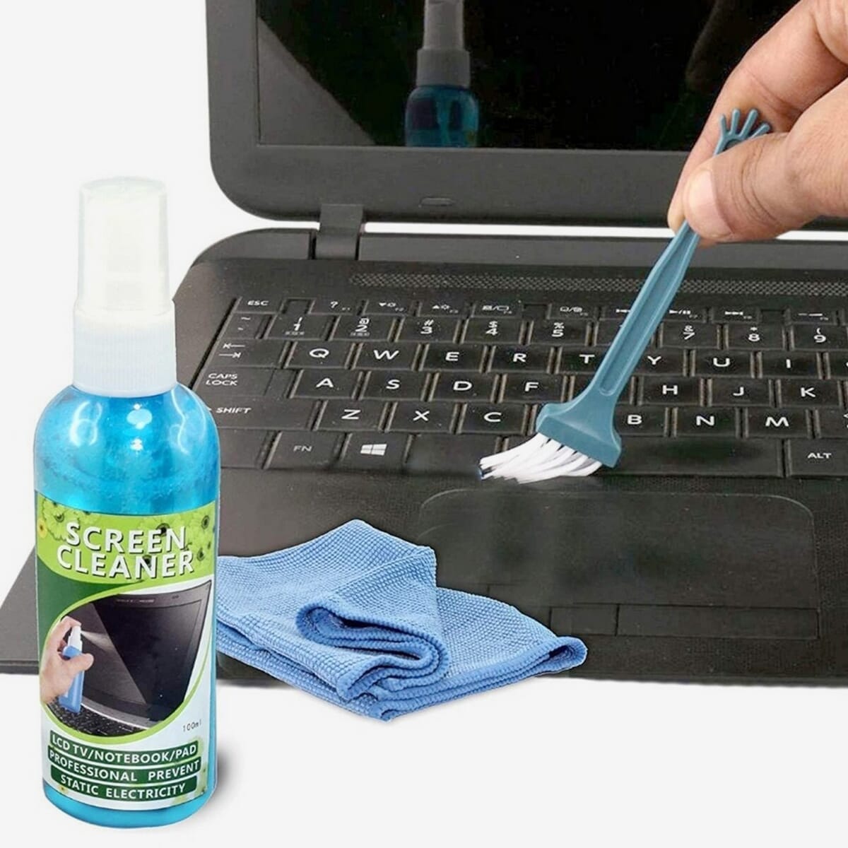 3 In 1 Screen Cleaning Kit Microfiber Cloth Brush Spray For Laptop Mobile TV LCD LED Cleaner Set - image 3