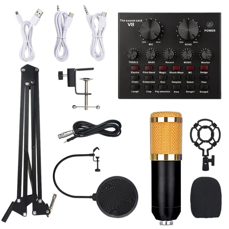 BM800 Condenser Microphone Kit With V8 Sound Card Studio Recording Podcast Streaming Set - image 4