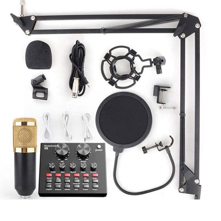 BM800 Condenser Microphone Kit With V8 Sound Card Studio Recording Podcast Streaming Set - image 1