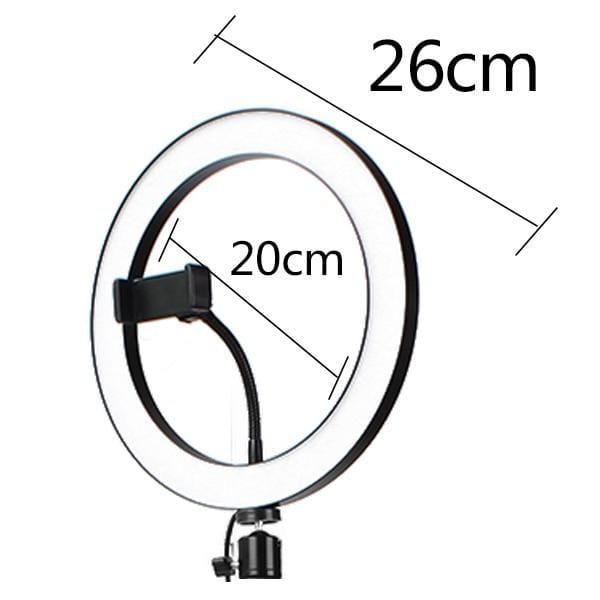 26cm LED Selfie Ring Light With 5ft Tripod Stand Phone Holder 3 Light Modes Dimmable Kit - image 2