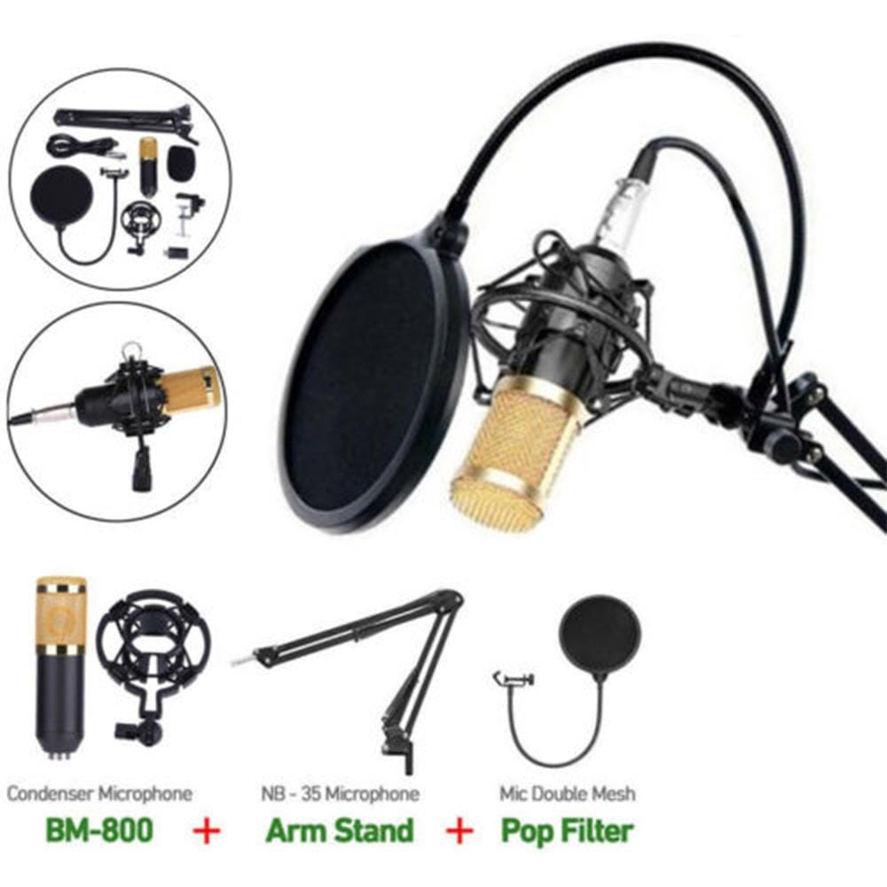 BM800 Professional Studio Condenser Microphone Full Set With Stand Pop Filter Recording Kit - image 1