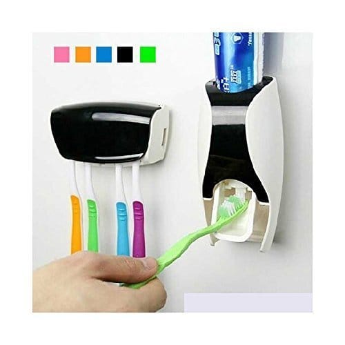 Automatic Toothpaste Dispenser With Toothbrush Holder Wall Mount Bathroom Organizer Set - image 2