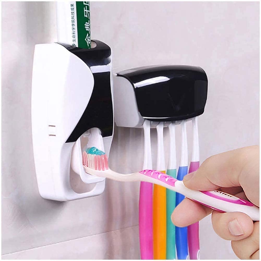 Automatic Toothpaste Dispenser With Toothbrush Holder Wall Mount Bathroom Organizer Set - image 4