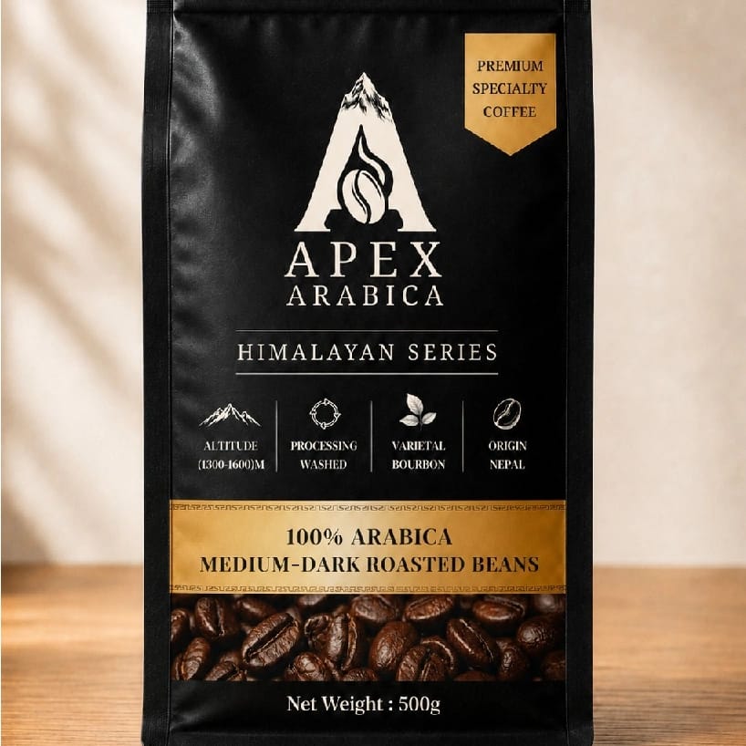 Apex Arabica Coffee Beans 500g | 100% Pure Arabica | Himalayan Specialty Coffee | Premium Medium-Dark Roast | High-Altitude Single Origin Nepal