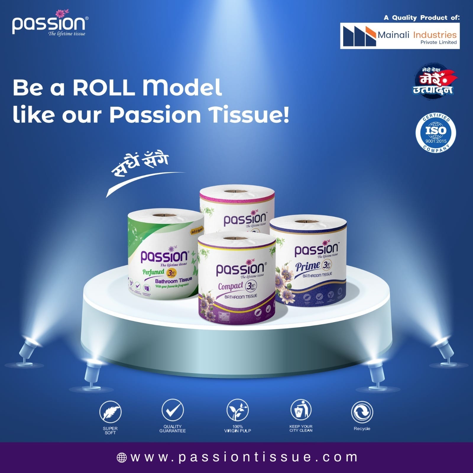 Passion Compact 3 Ply Bathroom Tissue 400 Sheets - 1 Roll Single Pack - image 4