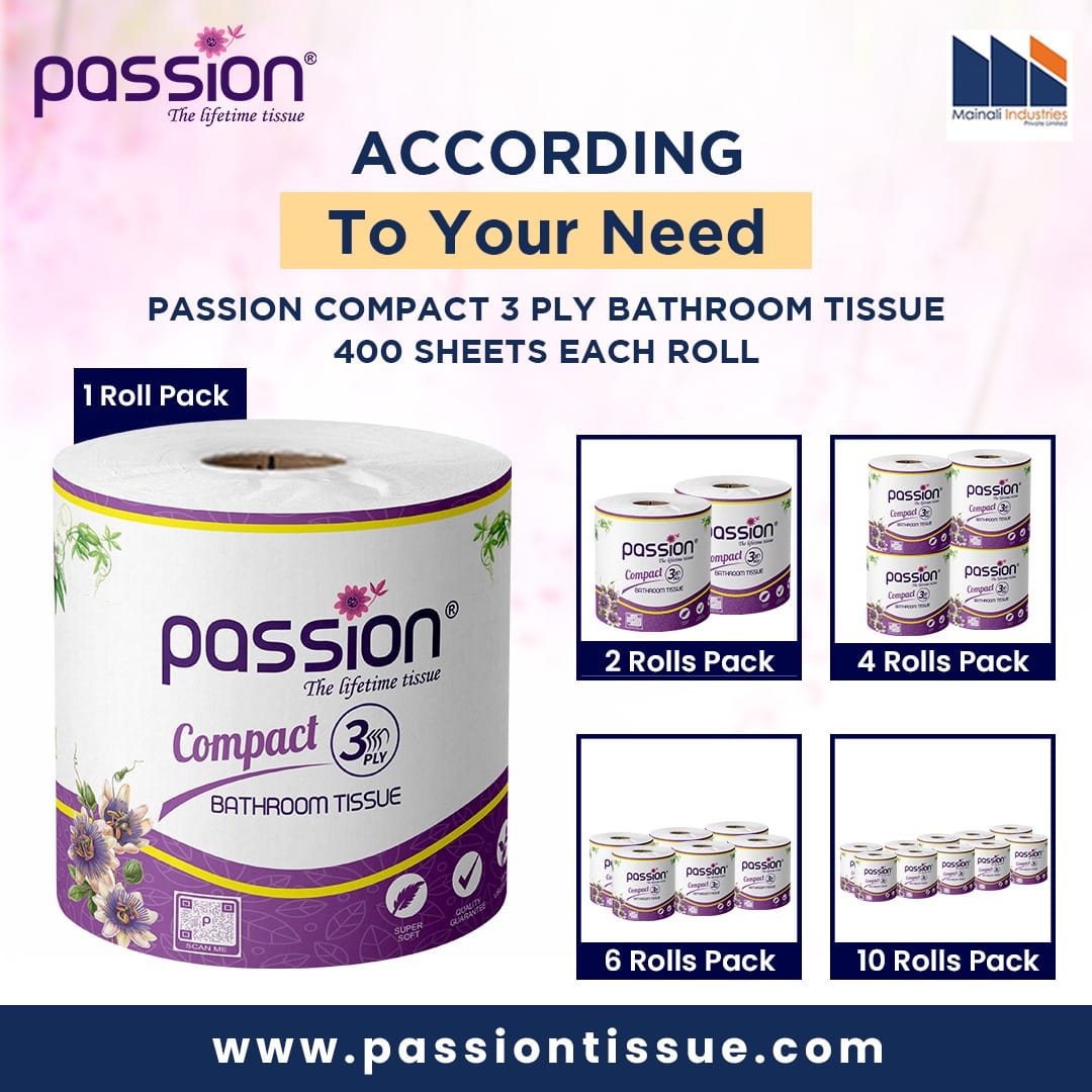 Passion Compact 3 Ply Bathroom Tissue 400 Sheets - 2 Roll Pack - image 4