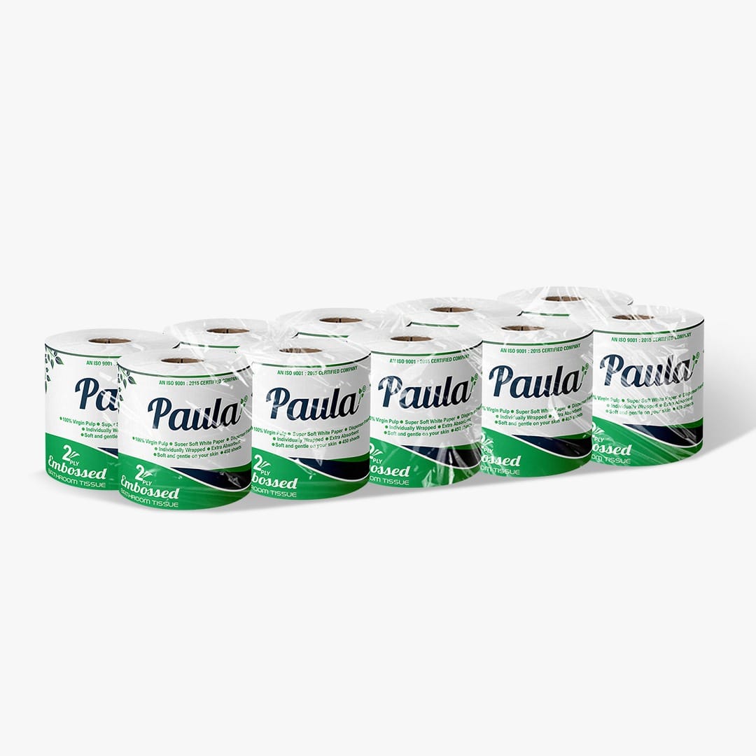 Paula Embossed 2 Ply Bathroom Tissue 450 Sheets - 10 Roll Family Pack - image 1